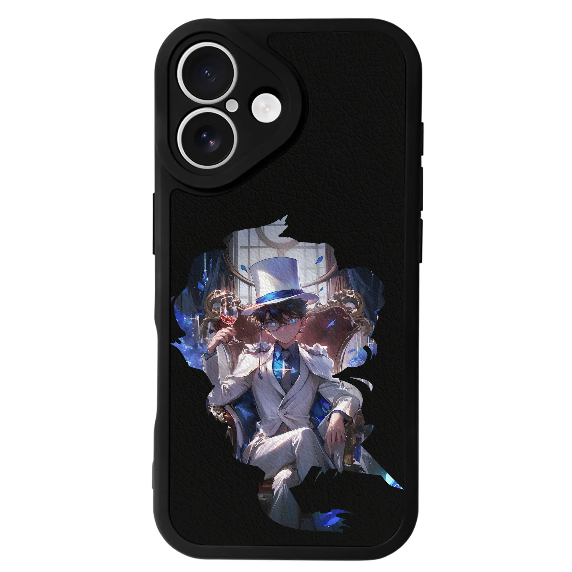 名探偵コナン グッズ 江戸川 コナン - IPhone 16シリーズ対応 ・ シリコンスマホケース ・ レザー調 ・ 高精度フィット ・ 耐衝撃 ・ ワイヤレス充電対応 ・ 精密カット